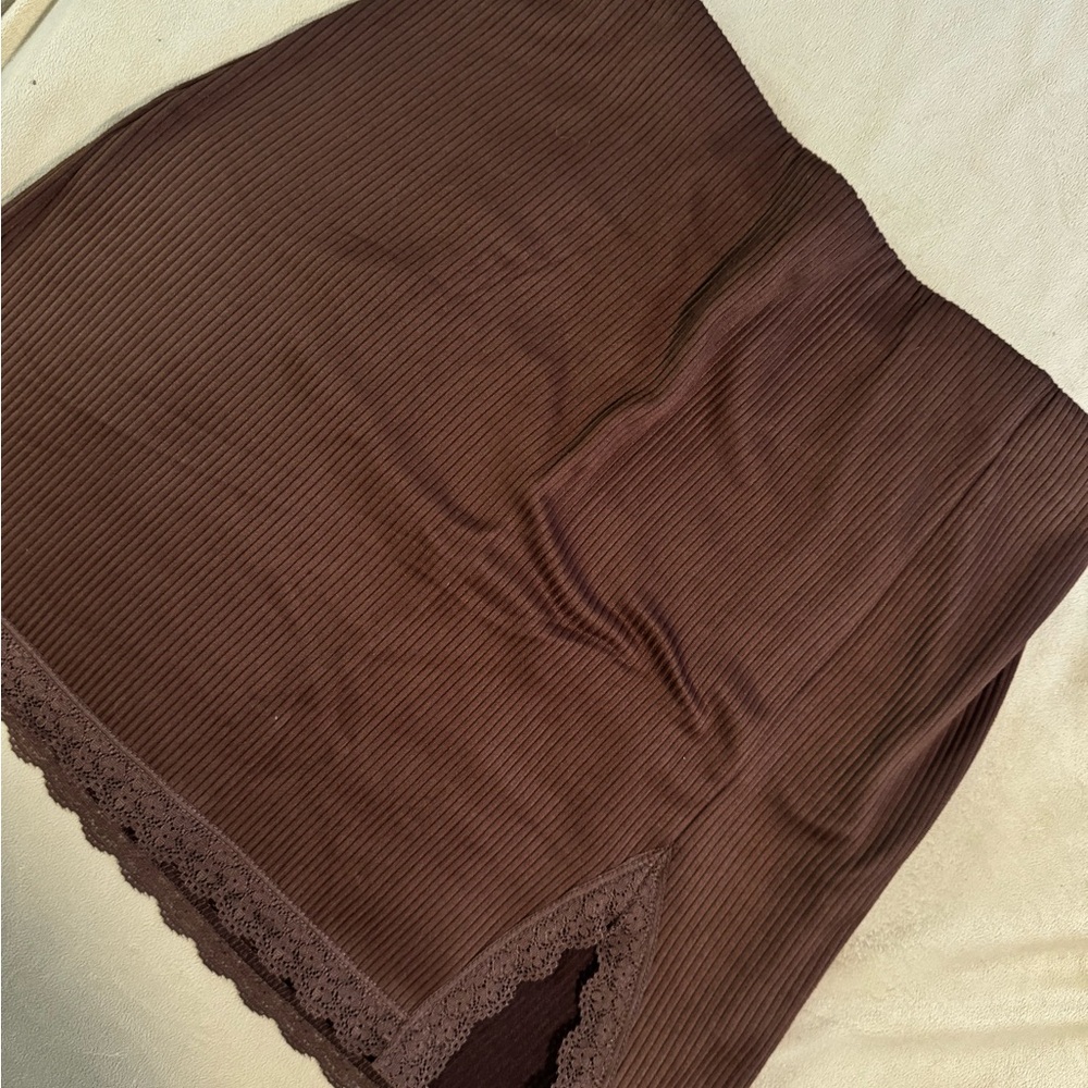 H&M Chocolate Brown Skirt with Lace Detail